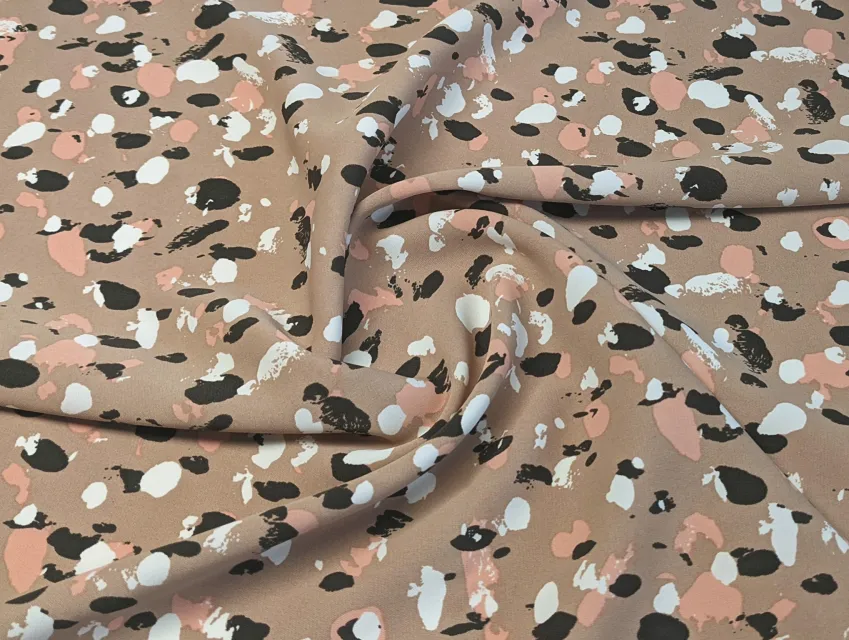 Креп шовк плямистий, бежевий - фото 1 - інтернет-магазин tkani-atlas.com.ua