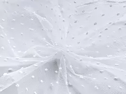 Органза горошек, белый (отрез 0,5 м) - интернет-магазин tkani-atlas.com.ua