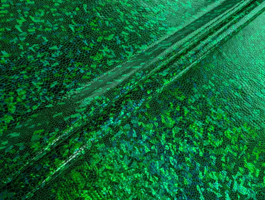 Трикотаж масло нарядное крупная голограмма, зеленый (отрез 1,8 м) - фото 1 - интернет-магазин tkani-atlas.com.ua