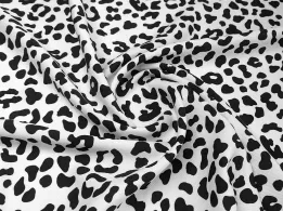 Штапель Бельмондо леопард, черный на белом - интернет-магазин tkani-atlas.com.ua