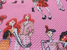 Трикотаж попкорн дівчата, рожевий (відріз 2 м) - інтернет-магазин tkani-atlas.com.ua