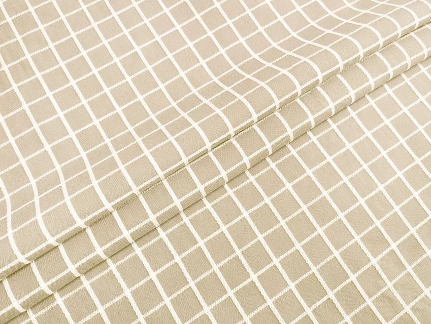 Коттон клетка жаккард, миндальный - фото 1 - интернет-магазин tkani-atlas.com.ua