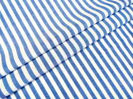 Коттон рубашка полоска 7 мм, голубой с молочным - интернет-магазин tkani-atlas.com.ua