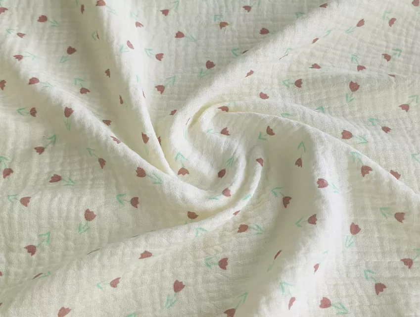 Муслін малюнок дрібні тюльпани, кремовий - фото 1 - інтернет-магазин tkani-atlas.com.ua