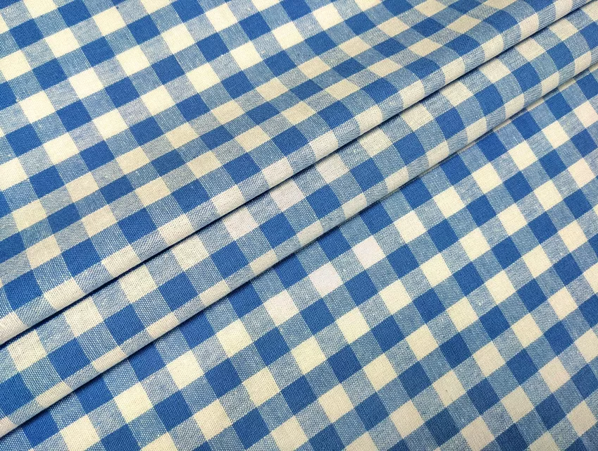 Коттон рубашечный клеточка 9мм, синий - фото 1 - интернет-магазин tkani-atlas.com.ua
