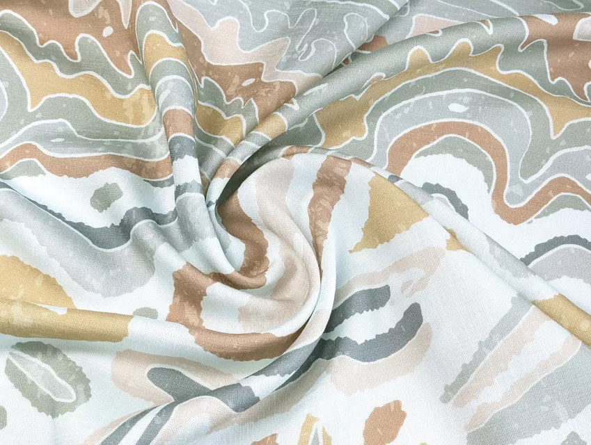 Шовк віскоза хвилясте плетіння, оливковий з бежевим - фото 1 - інтернет-магазин tkani-atlas.com.ua