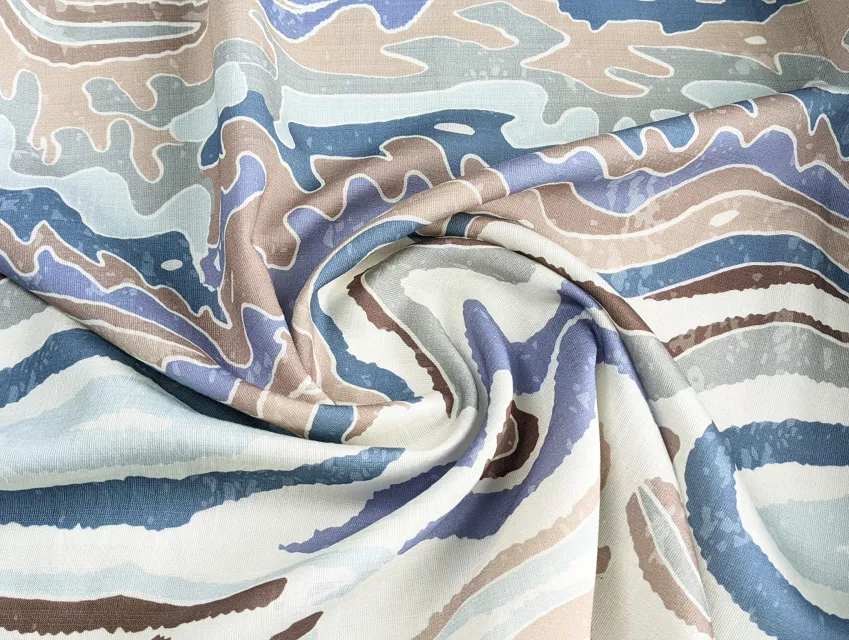 Шелк вискоза волнистое плетение, бежевый с сиреневым - фото 1 - интернет-магазин tkani-atlas.com.ua