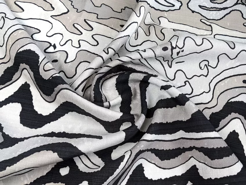 Шелк вискоза волнистое плетение, серый с черным - фото 1 - интернет-магазин tkani-atlas.com.ua
