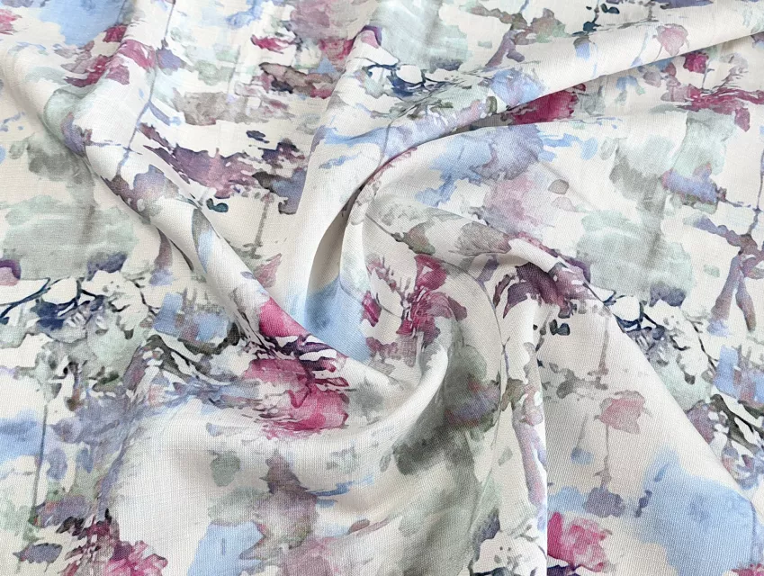 Шовк віскоза акварель, блакитний - фото 1 - інтернет-магазин tkani-atlas.com.ua