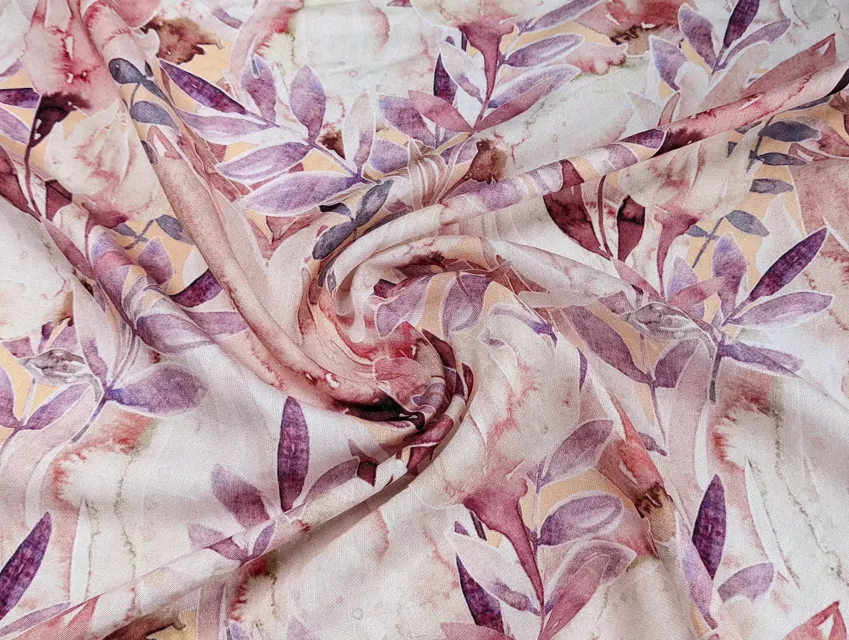 Шовк віскоза листяна казка, фрезовий - фото 1 - інтернет-магазин tkani-atlas.com.ua