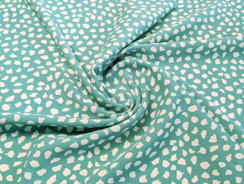 Креп шелк россыпь горошков, ментоловый - фото 1 - интернет-магазин tkani-atlas.com.ua