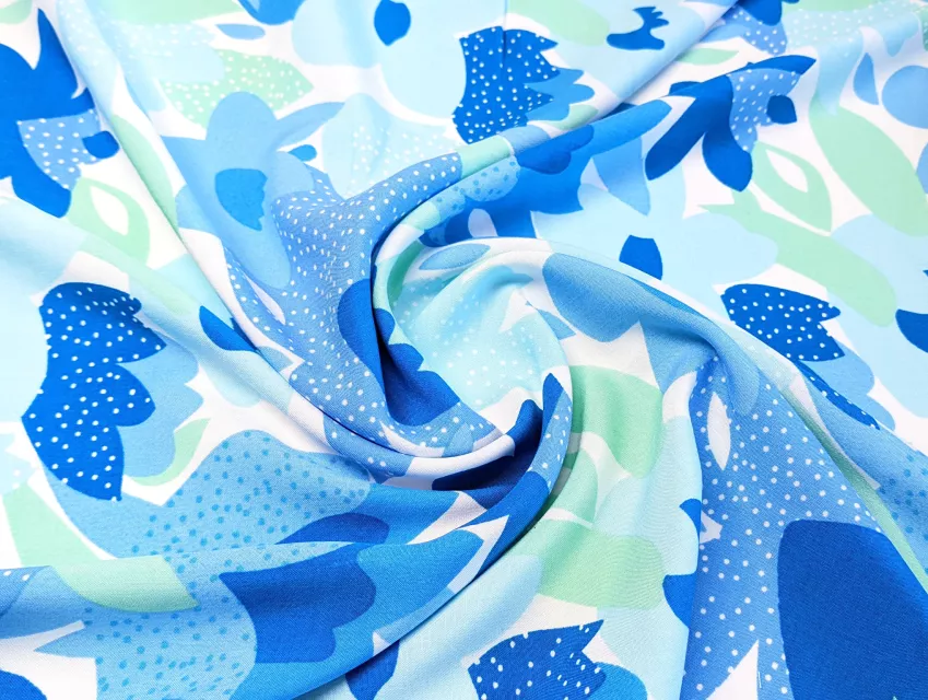 Штапель шовковистий квітковий, блакитний - фото 1 - інтернет-магазин tkani-atlas.com.ua