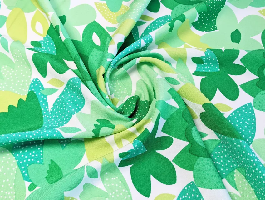 Штапель шовковистий квітковий, салатовий - фото 1 - інтернет-магазин tkani-atlas.com.ua