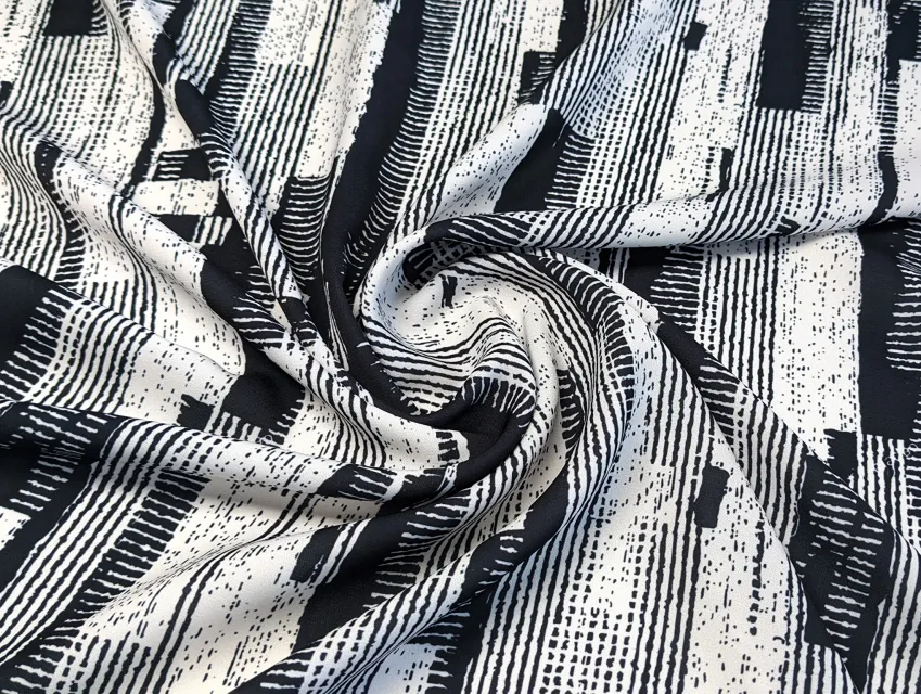 Креп шелк акварельная абстракция, черный - фото 1 - интернет-магазин tkani-atlas.com.ua