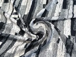 Креп шовк акварель абстракції, чорний - інтернет-магазин tkani-atlas.com.ua