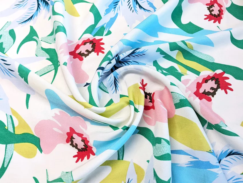 Штапель шовковистий пальми, блакитний - фото 1 - інтернет-магазин tkani-atlas.com.ua