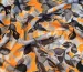 Креп шелк сказочный сад, серый с оранжевым - фото 3 - интернет-магазин tkani-atlas.com.ua