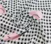 Штапель сердечки на клеточке, розовый на черном - фото 1 - интернет-магазин tkani-atlas.com.ua