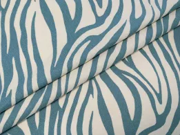 Льон з віскозою зебра, сіро-блакитний з молочним - інтернет-магазин tkani-atlas.com.ua