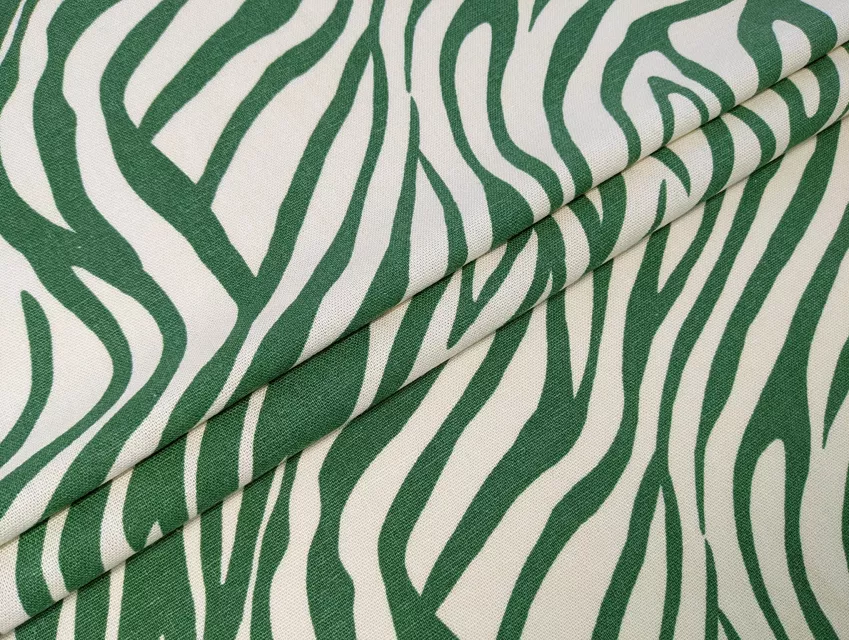 Лен с вискозой зебра, зеленый с молочным - фото 1 - интернет-магазин tkani-atlas.com.ua