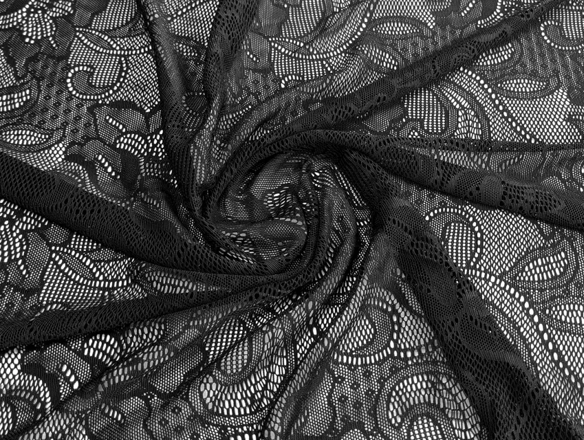 Гипюр Мармарис цветочное плетение, черный - фото 1 - интернет-магазин tkani-atlas.com.ua