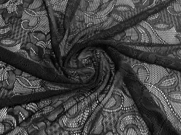Гипюр Мармарис цветочное плетение, черный - интернет-магазин tkani-atlas.com.ua