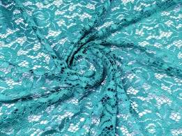Гипюр стрейчевый цветочный, бирюзово-голубой (отрез 1,05 м) - интернет-магазин tkani-atlas.com.ua