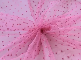 Органза горох, розовый (отрез 1,8 м) - интернет-магазин tkani-atlas.com.ua