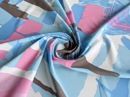 Софт принт абстракция цветочная, голубой (отрез 1,6 м) - интернет-магазин tkani-atlas.com.ua