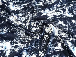 Штапель шелковистый абстракция, темно-синий с белым (отрез 2,8 м) - интернет-магазин tkani-atlas.com.ua
