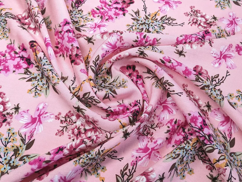 Штапель цветочная композиция, розовый - фото 1 - интернет-магазин tkani-atlas.com.ua