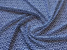 Шифон креповый геометрическая сетка, синий (отрез 1,5 м) - интернет-магазин tkani-atlas.com.ua