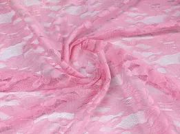 Гипюр стрейчевый цветочная нежность, розовый (отрез 1,7 м) - интернет-магазин tkani-atlas.com.ua