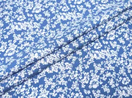 Джинс тенсел мелкие цветочки, голубой джинсовый (отрез 1,5 м) - интернет-магазин tkani-atlas.com.ua