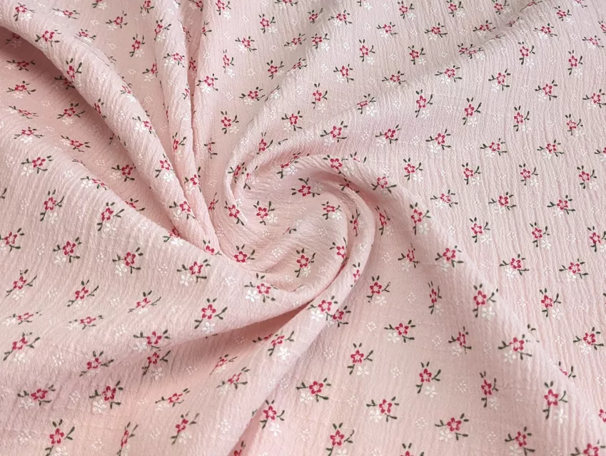Котон кринкл квіточки, світло-рожевий - фото 1 - інтернет-магазин tkani-atlas.com.ua