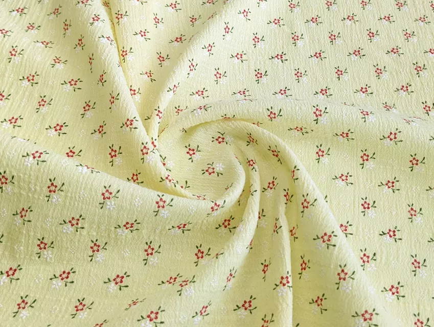 Котон кринкл квіточки, світлий жовтий - фото 1 - інтернет-магазин tkani-atlas.com.ua