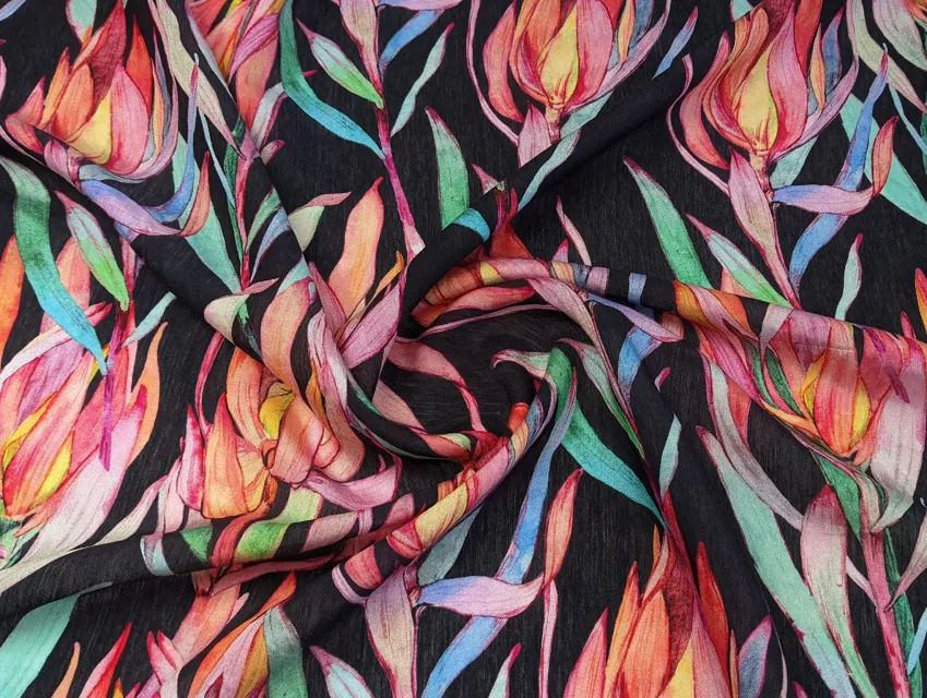 Шовк віскоза квітуча гілка, чорний - фото 1 - інтернет-магазин tkani-atlas.com.ua