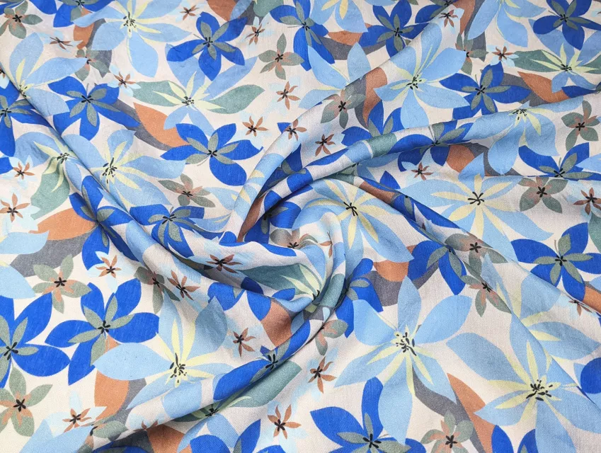 Шовк віскоза квіткова поляна, електрик - фото 1 - інтернет-магазин tkani-atlas.com.ua