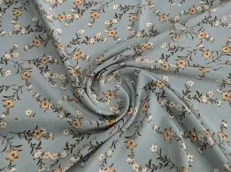 Шифон креповий квітучі гілочки, сірий - інтернет-магазин tkani-atlas.com.ua
