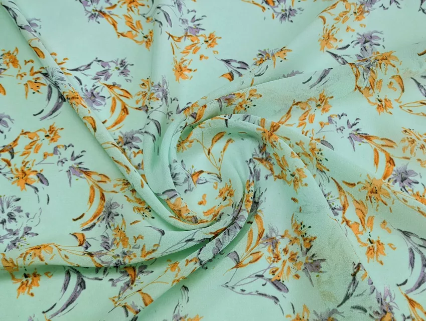 Шифон креповий альстремерія, ментоловий - фото 1 - інтернет-магазин tkani-atlas.com.ua