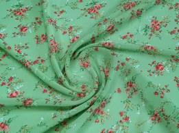 Шифон креповий ніжні букети, темно-салатовий - інтернет-магазин tkani-atlas.com.ua