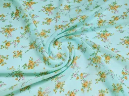 Шифон креповий ніжні букети, ментоловий - інтернет-магазин tkani-atlas.com.ua