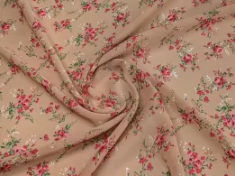 Шифон креповий ніжні букети, бежево-персиковий - інтернет-магазин tkani-atlas.com.ua