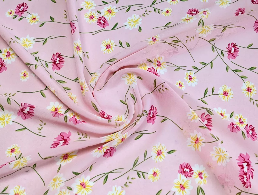 Шифон креповий волошки, рожевий - фото 1 - інтернет-магазин tkani-atlas.com.ua