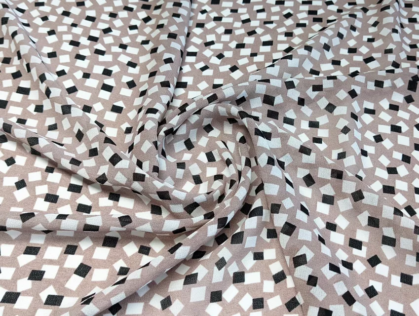 Шифон креповий геометричний розсип, бежевий - фото 1 - інтернет-магазин tkani-atlas.com.ua