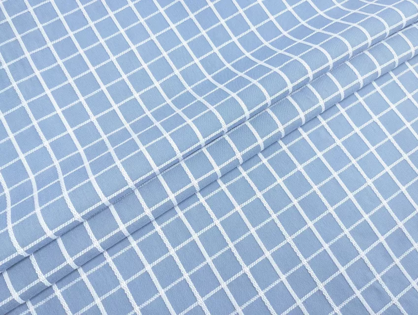 Котон клітинка жаккард, небесно-блакитний - фото 1 - інтернет-магазин tkani-atlas.com.ua