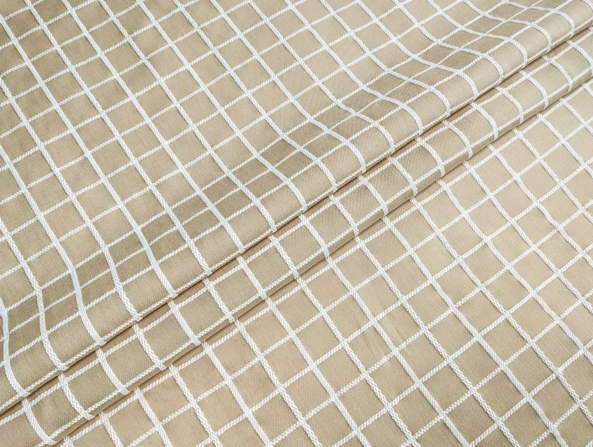 Котон клітинка жаккард, кава з молоком - фото 1 - інтернет-магазин tkani-atlas.com.ua