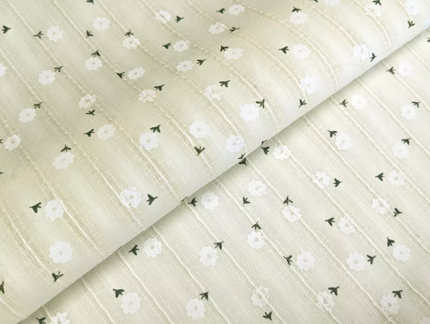 Коттон мережка мелкий цветочек, кремовый - фото 1 - интернет-магазин tkani-atlas.com.ua