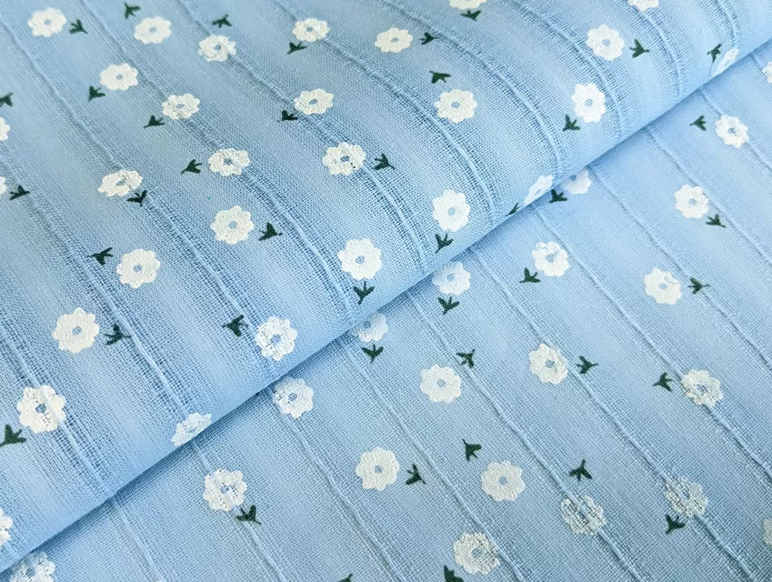Котон мережка маленька квіточка, блакитний - фото 1 - інтернет-магазин tkani-atlas.com.ua