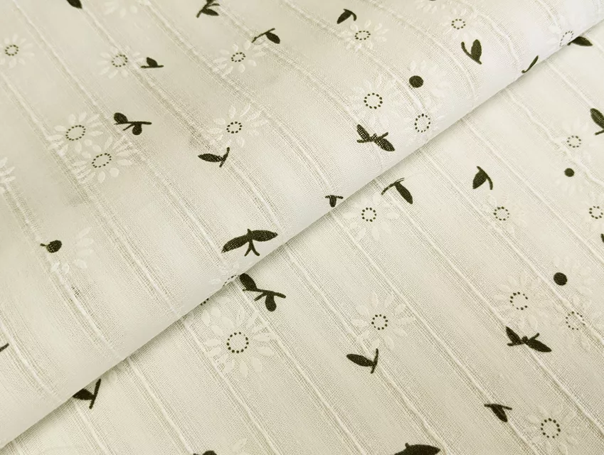 Коттон мережка ромашка, кремовый - фото 1 - интернет-магазин tkani-atlas.com.ua